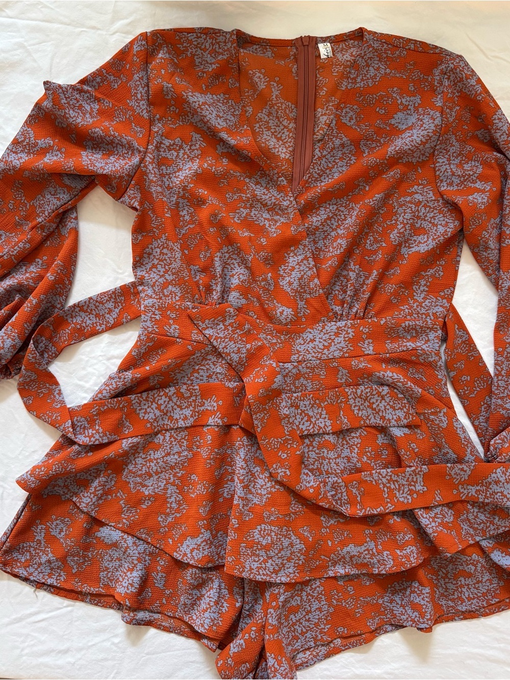 Women’s Long Sleeve Floral V neck Romper